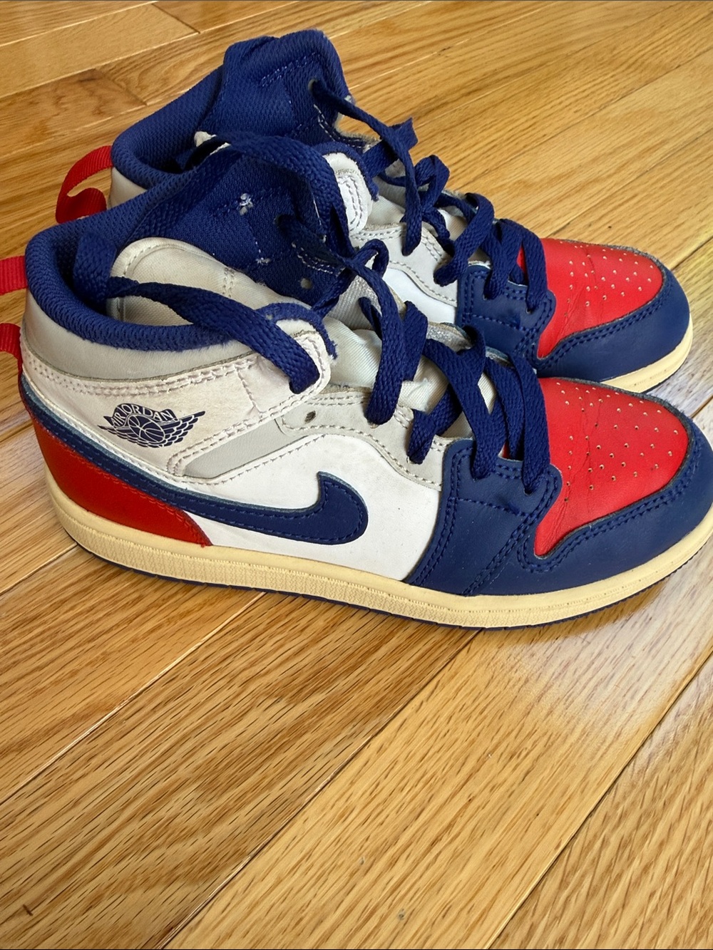 Jordan Kids High-Top Sneakers in Red, Navy & White